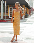 Janene Satin Cowl Neck Midi Dress Golden Yellow FINAL