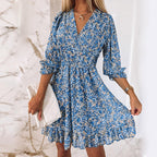 Laura Effortless Floral Summer Dress with Puff Sleeves Everyday Luxe Edit