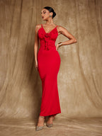 Backless Flower Draped Maxi Dress