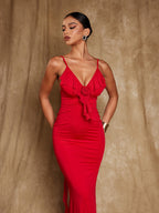 Backless Flower Draped Maxi Dress
