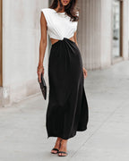 PREORDER Juliet Cutout Twist Knit Maxi Dress White Black