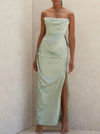 Green Sleeveless Evening Elegant Bandage Party Maxi Dress