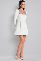 Helene Square Neck Long Sleeve Mini Dress