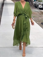 Jimena Exclusive V Neck Chiffon Dress Premium Wardrobe Essential