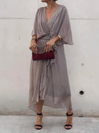 Jimena Exclusive V Neck Chiffon Dress Premium Wardrobe Essential