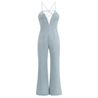 Strappy Sleeveless Drill Chain Bodycon Jumpsuit