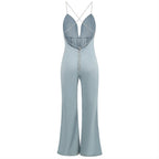 Strappy Sleeveless Drill Chain Bodycon Jumpsuit