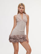 Halterneck Ruched Skirt Set