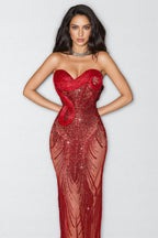Donoma Strapless Sequin Mesh Maxi Dress
