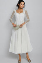 Junond White Mesh Midi Dress