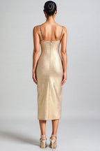 Alistair Pearls Cut Out Slit Midi Dress