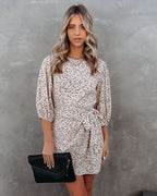 Keeper Printed Tie Dress Beige