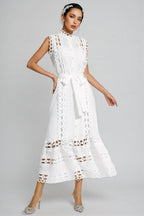 Yarera White Sleeveless Hollow Maxi Dress