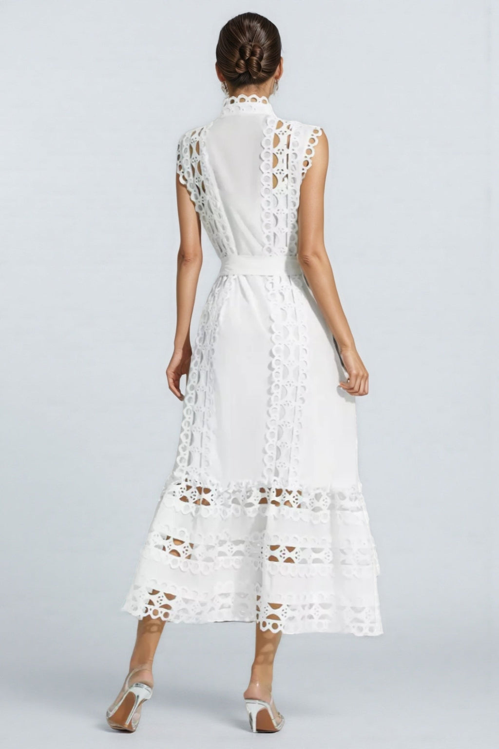 Yarera White Sleeveless Hollow Maxi Dress