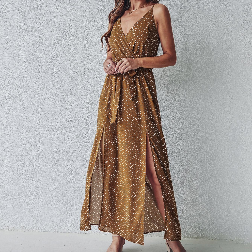 Ariana Effortless Maxi Dress with Slit Evening Wear Edit