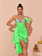 King Crystal Chain Sequin Mini Dress