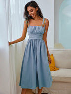 Knot Straps Ruched Bust Cami Dress