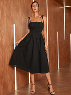 Knot Straps Ruched Bust Cami Dress