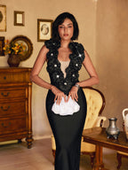 Flower Crystal Bandage Midi Dress