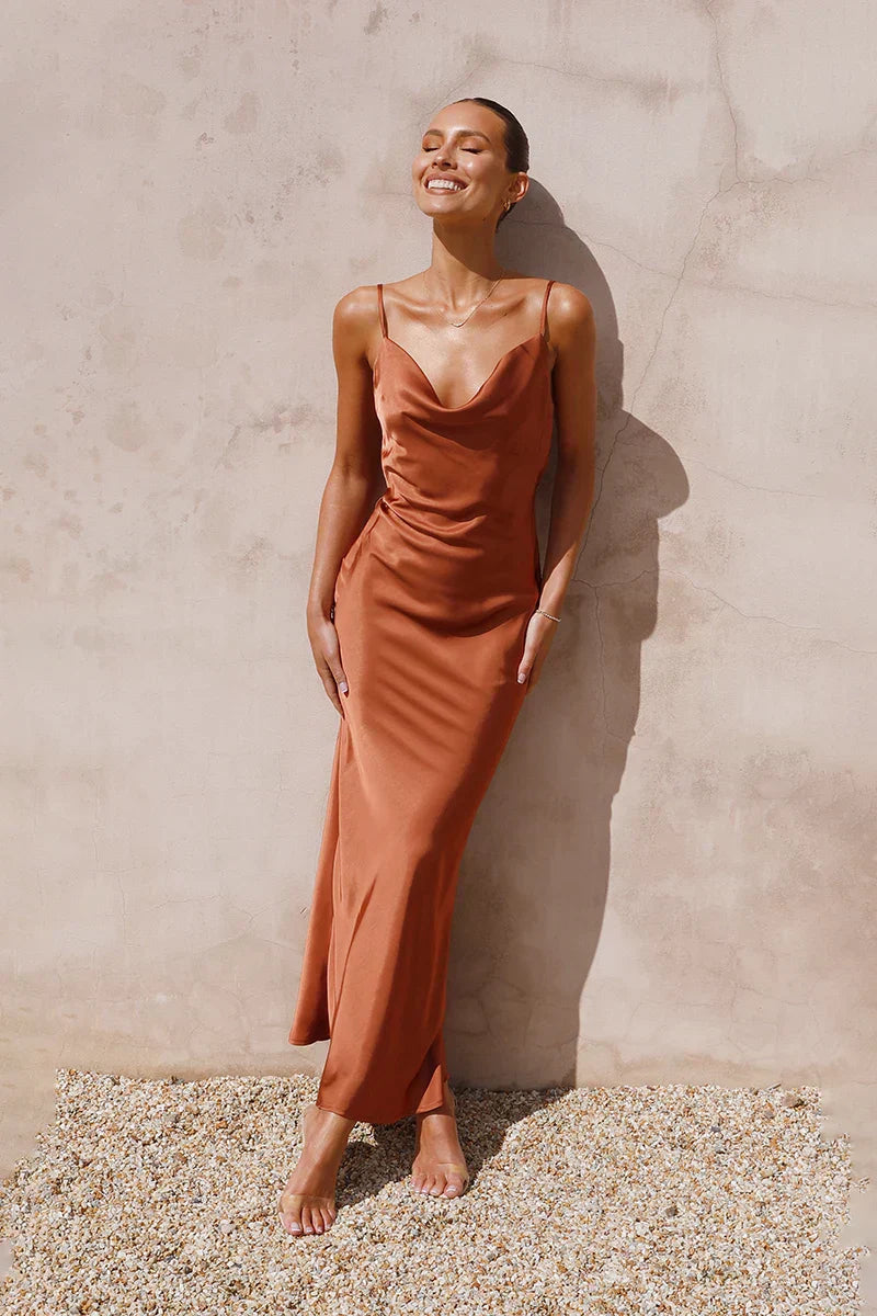 Viviana Aesthetic Maxi Dress Copper Designer Edit