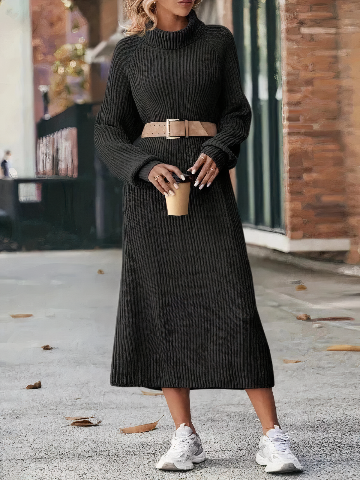 Silvia Minimalist Turtleneck Knit Dress Chic Silhouette Collection