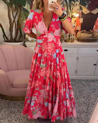 Vera Elevated Floral V Neck Dress Boutique Collection