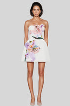 Raldrek White Floral Bustier Mini Dress