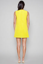 Garrisf Yellow 3D Floral Mini Dress