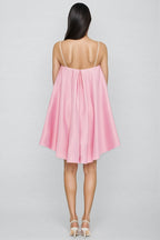 Arlolt Pink Backless 3D Flower Mini Dress