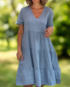 Keira Timeless Cotton Linen Dress Elevated Occasion Wear