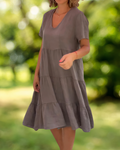 Keira Timeless Cotton Linen Dress Elevated Occasion Wear