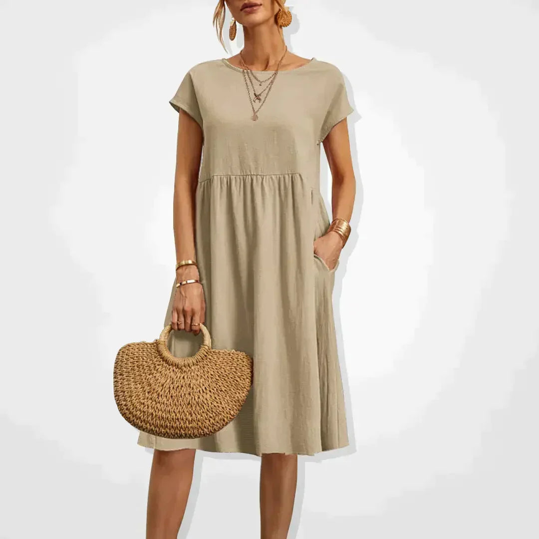 Hestia Comfortable Flowy Midi Dress for Women Soft Comfortable Fit