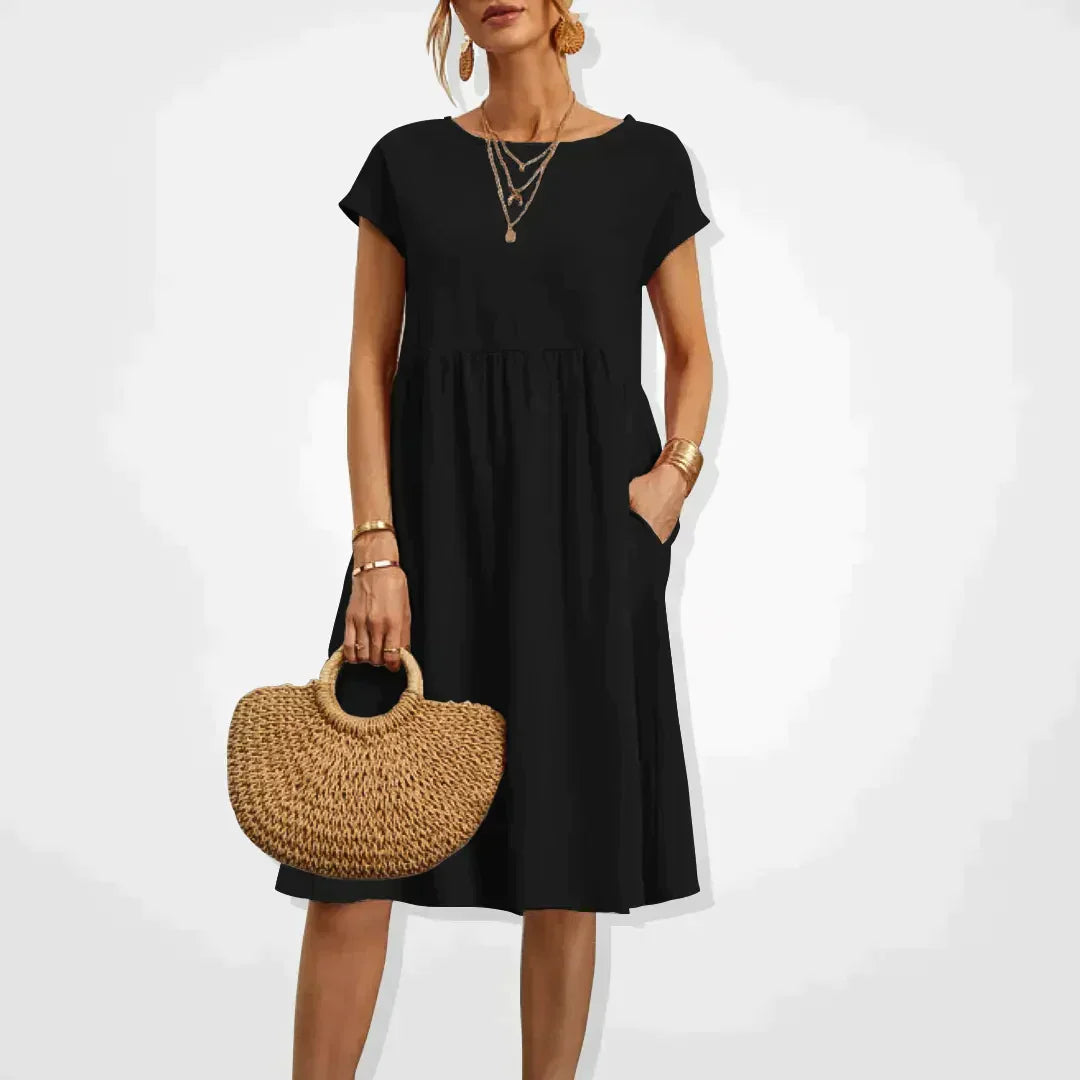Hestia Comfortable Flowy Midi Dress for Women Soft Comfortable Fit