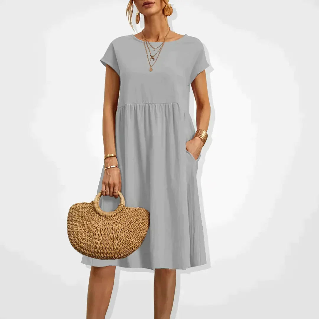 Hestia Comfortable Flowy Midi Dress for Women Soft Comfortable Fit