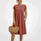 Hestia Comfortable Flowy Midi Dress for Women Soft Comfortable Fit