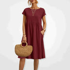 Hestia Comfortable Flowy Midi Dress for Women Soft Comfortable Fit