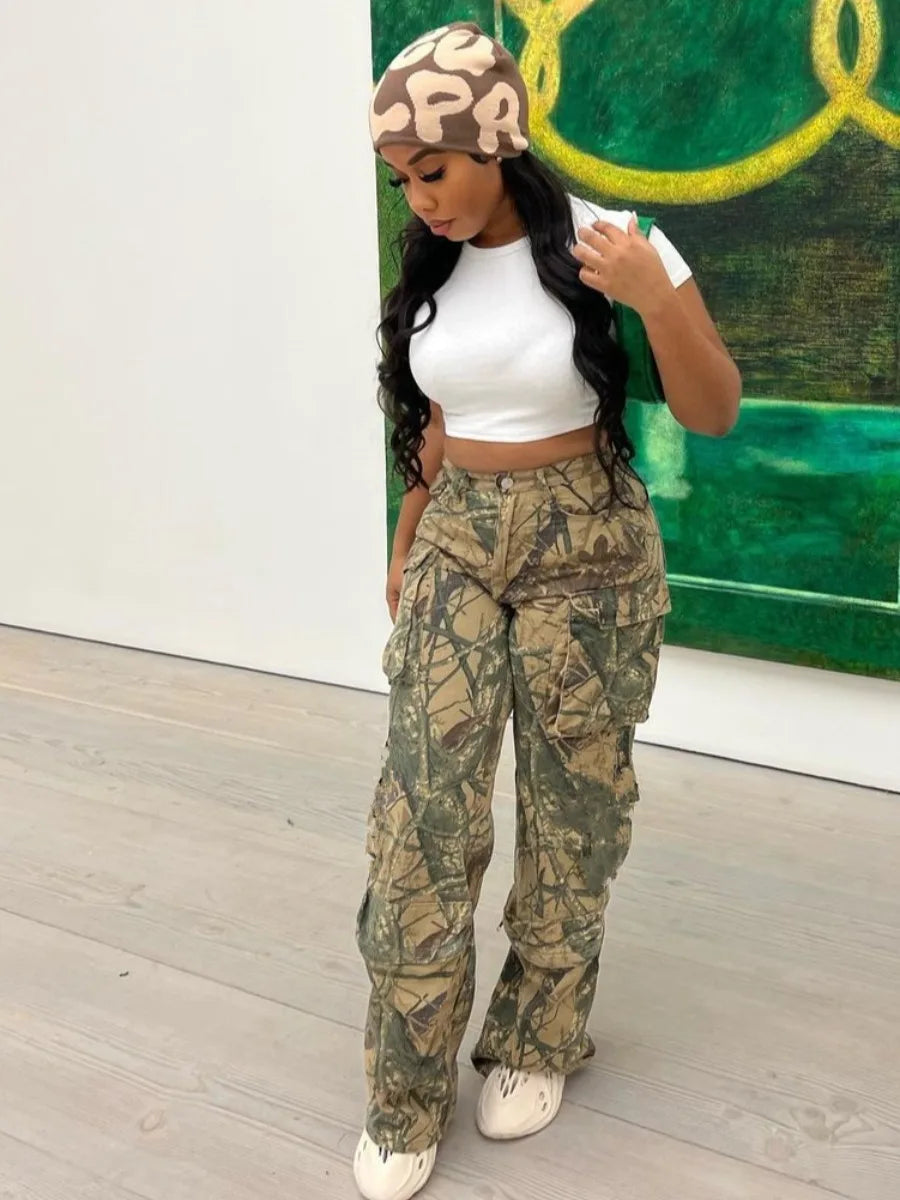 Chic Casual LooseFit Camo Cargo Sweatpants
