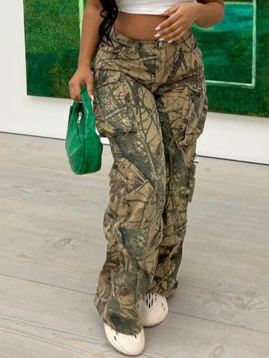 Chic Casual LooseFit Camo Cargo Sweatpants