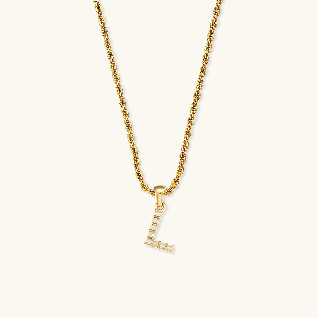 Aurora Pearl Initial Necklace