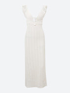 Lace Backless Plunge Neck Maxi Dress