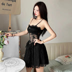 Lace Sheer Mini Dress