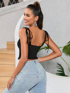 Lace Trim Crisscross Tank Top