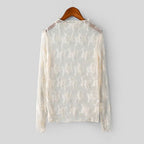Lace Net Dress Bottoming Shirt Long Sleeve All Match Lace See Through Bottoming Shirt