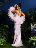 Halterneck Flower Maxi Dress With Shrug
