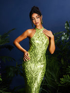 Halterneck Sequin Maxi Dress