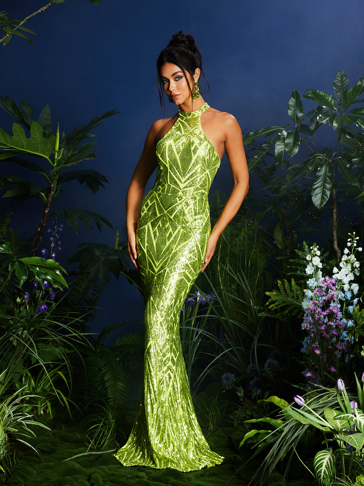 Halterneck Sequin Maxi Dress