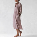 Natalia Aesthetic Purple Midi Length Shirt Dress Elevated Occasion Wear