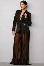 Ursa Rhinestone Mesh Blazer Set