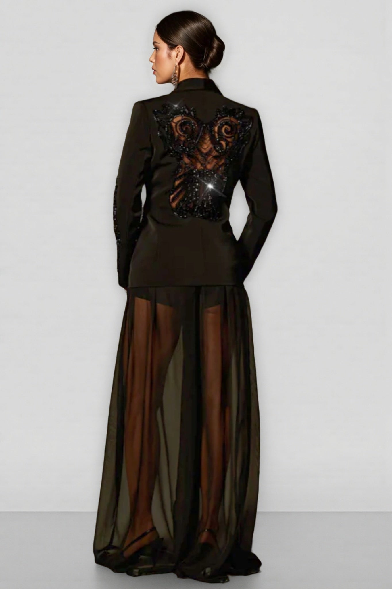 Ursa Rhinestone Mesh Blazer Set