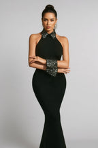 Calidk Halterneck Crystal Maxi Dress